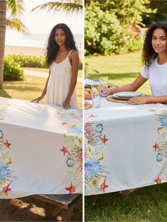 Better Homes And Gardens Other - Better Homes And Garden Coastal Charm  52”x 70” Table Cloth-Red, Blue, Cream